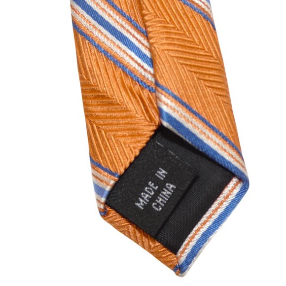 Title: Michael Kors 100% Silk Orange Stripe Tie Men’s Classic 3.5” - Picture 5 of 7